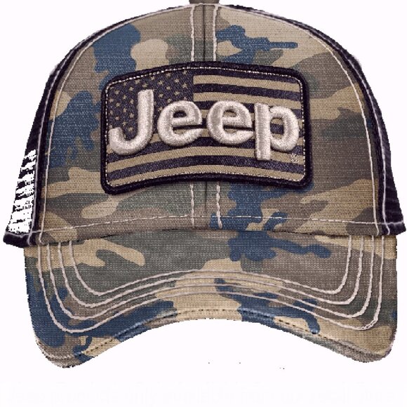 Jeep Camo Flag Mesh Cap Hat - NEW Fast Ship - Picture 1 of 4